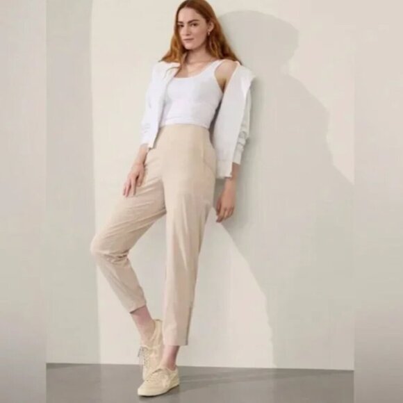 Athleta Brooklyn Heights High Rise Jogger Pants Zipper Abalone 14 Tall - Picture 1 of 13